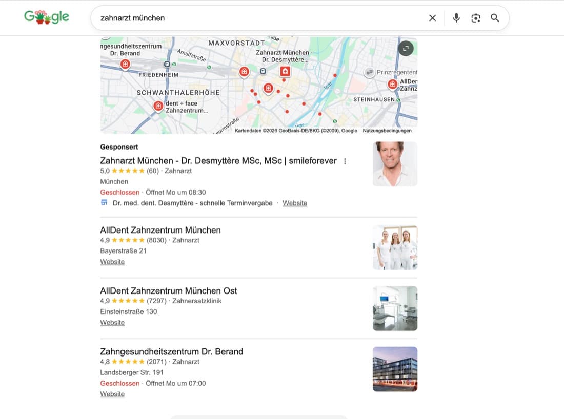 Local SEO München mit Google Local Pack und lokalen Suchergebnissen